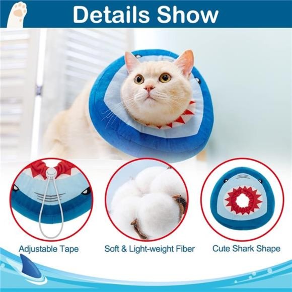 Cat Surgery Recovery Collar -Adjustable Donut Cat Cone Collar Soft, Pet E Collar - Picture 3 of 6